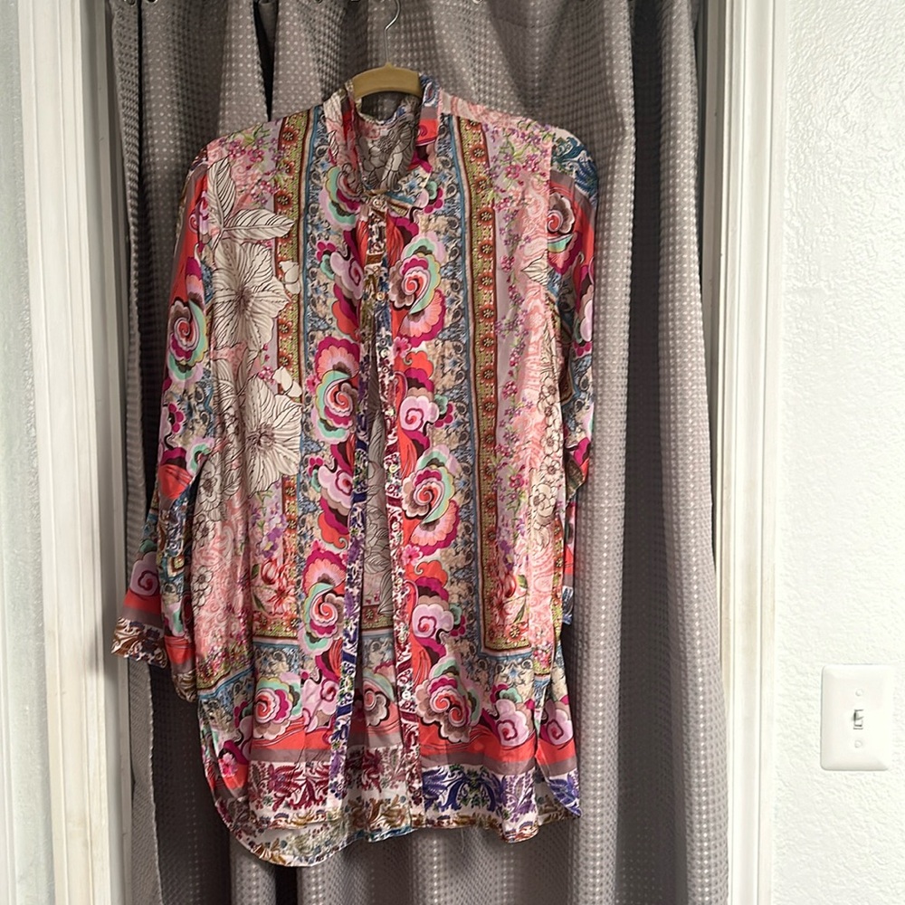 Johnny Was Silk Shirt XL